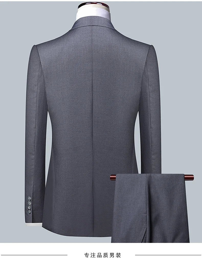 Suit Boutique Men's Fashion Business (Blazer+ Vest + Trousers) Gentleman's Wedding Casual Professional Formal Suit 3 Piece M-6XL