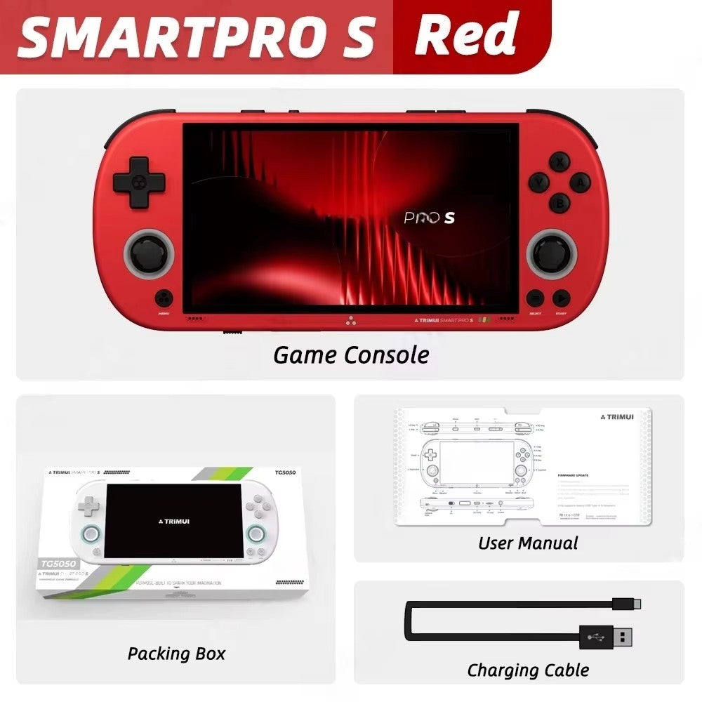 Trimui Smart Pro S Handheld Game Console 4.96'' IPS Screen Linux System Joystick RGB Lighting Retro Video Game Smartpros Gifts