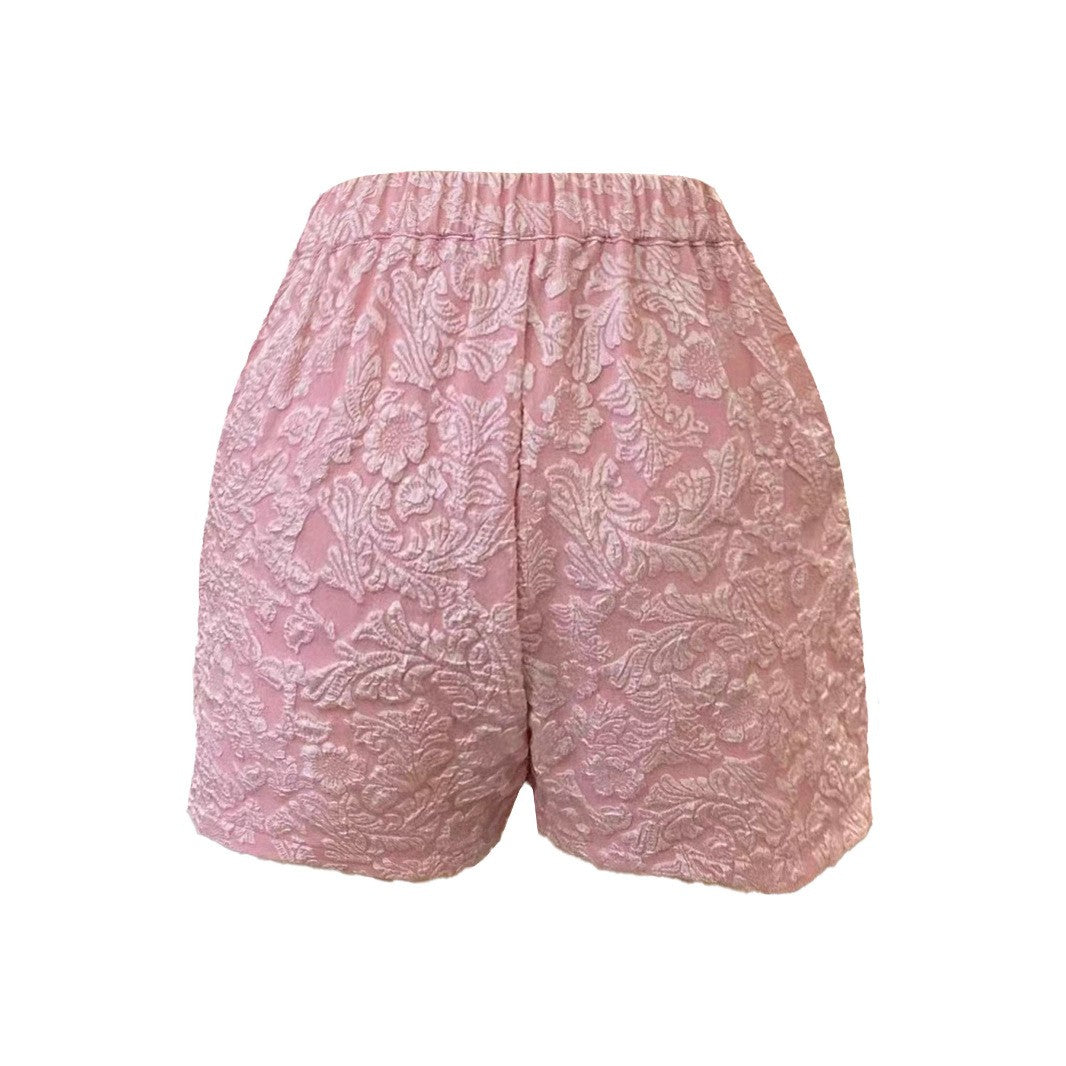 Summer New Women's FashionTextureTearable RetroHighWaist StraightShort Pants for Ladies Cross-Border European And American Style