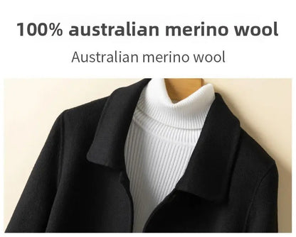 High-End Korean Style Double-Faced Cashmere Woolen Coat for Women Mid-Length Thickened Polyester Fiber Winter Outerwear