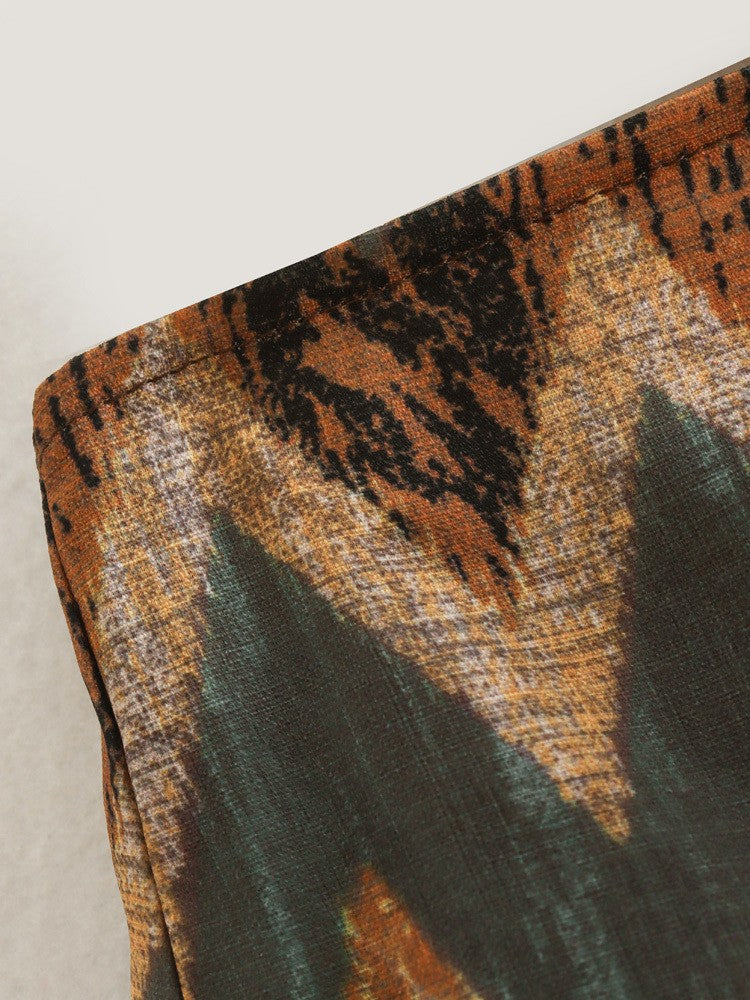 KEYANKETIAN  New Vintage Geometric Print Mini Skirt Knotted Sarong Beaded Fringe Wrap Vestidos Casual Zip Short Skort Mujer