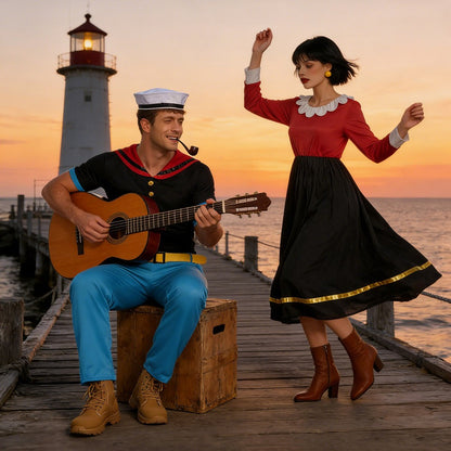 Classic Cartoon Popeye the Sailor Cosplay Costume With Hat Funny RolePlay Outfits For Men WOman Takerlama
