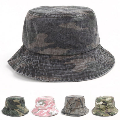 New Washed Cotton Camouflage Bucket Hat For Men And Women  Outdoor Travel Casual Sun Cap Panama Fisherman Hats Bob