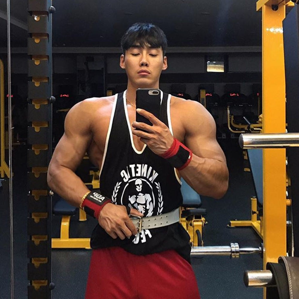 Gym Sleeveless Shirt Men Bodybuilding Tank Tops Fitness Workout Cotton Print Singlet Stringer Undershirt Male Casual Summer Vest