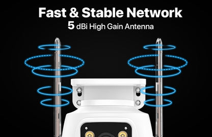 Dual Lens 360º Wifi Camera IP66 Security Protection 8MP 4K Wireless Outdoor Human Detection ICSEE Video Surveillance PTZ Camera