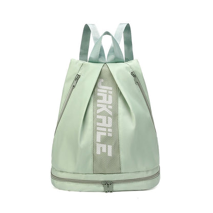 Mochila esportiva, bolsa de viagem leve, compartimento independente para sapatos, múltiplos zíperes, grande capacidade de armazenamento, com estampa de letras