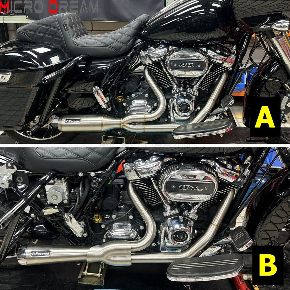 2 into 1 Motorcycle Engine System Pipe Slip on Exhaust Mufflers For Harley Street Glide ST FLHXST EFI FLHX Special FLHXS 2017-25