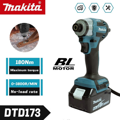 Parafusadeira de Impacto Makita DTD173 18V a Bateria Brushless - Chave de Fenda Elétrica para Madeira e Parafusos (Máquina sem Bateria)