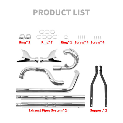 Motorcycle Exhaust Pipe Dual Exhaust System Kit For Harley Softail Fatboy FLSTF Deluxe 2007-2017 Breakout FXSB 13-16 Accessories