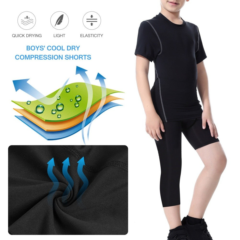 Single Leg Basketball Leggings Quick Drying 6-14 Years Teen Boys Running Football Yoga Fitness Compression Pants Sports