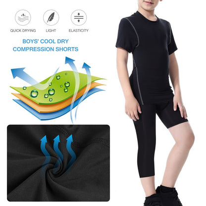 Single Leg Basketball Leggings Quick Drying 6-14 Years Teen Boys Running Football Yoga Fitness Compression Pants Sports