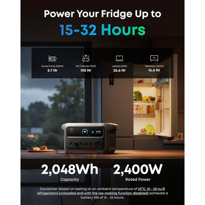 Gerador Solar SOLIX C2000 Gen 2 2400W, Bateria LiFePO4 2048Wh, Carga Completa em 58 Min, Solução de Energia para Casa/Camping