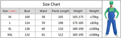 Halloween Carnival adult Men Funy Super game Cosplay Costume Luigi Bros Plumber Christmas Fancy Dress