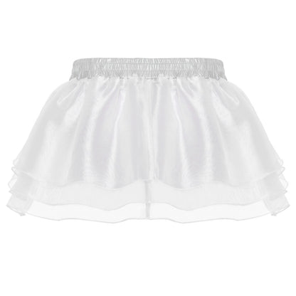 Womens Tiered A-line Pleated Short Skirt Shiny Glitter Skirt for Rave Festival Pole Dance Bar Party Skirt Night Club Costume