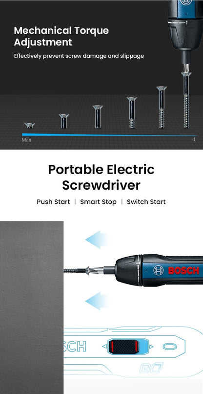 Bosch Parafusadeira Elétrica GO2 GO3 USB Recarregável Multifuncional Furadeira Manual Sem Fio Ferramentas Elétricas Manutenção Doméstica Reparo