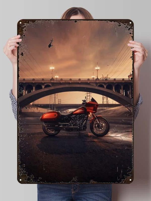 Letreiro de Flandres H-Harley Pôster de Motocicleta Decoração Estética de Quarto Masculino Placas de Metal Personalizadas para Garagem Decoração de Parede Retrô para Casa