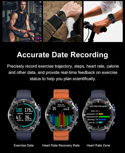 Smartwatch Esportivo Masculino 2025 com GPS Offline, 4GB de Memória, Bateria de 1000mAh, Chamada Bluetooth, Prova d'água 10ATM/IP69K para Natação