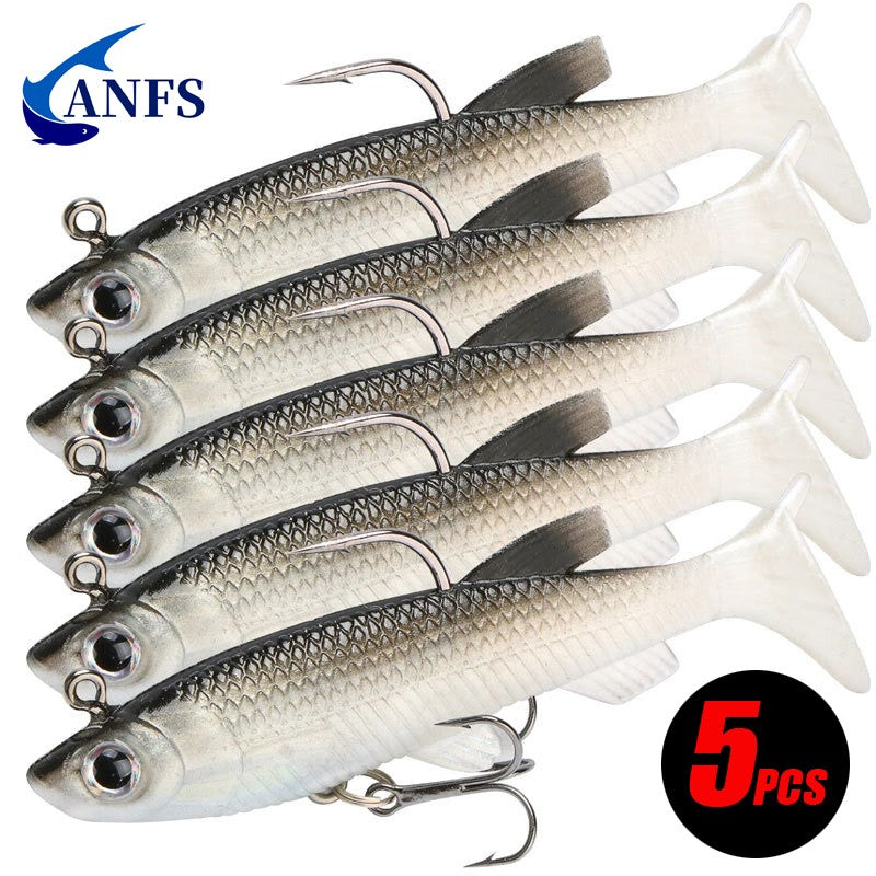 Kit 5 Peças Isca de Pesca Isca Macia 8cm/2.8in Isca Artificial Anzóis Legais