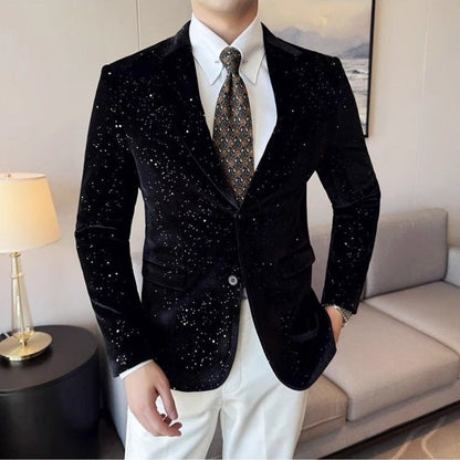 Sequin Jacket for Men Trendy 2025 New in Simple Coats Breasted High Quality Luxury Designer Fashion Black Man Suits and Blazers