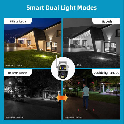 8MP 4K WiFi Camera Dual Lens Dual Screen Wireless Outdoor Surveillance Human Detect Security Protection Two Way Audio PTZ IP Cam
