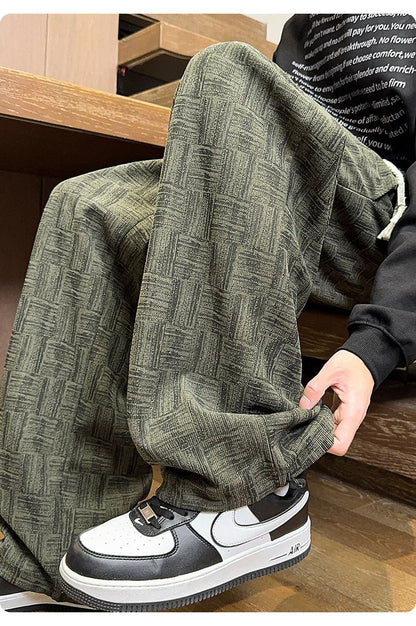 Calça Masculina Reta com Cordão na Cintura Bolsos Elástica Ajuste Casual para Uso Diário Outono Inverno Calça Esportiva Masculina de Alta Qualidade