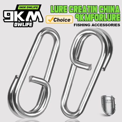 9KM 50 Peças Conector de Iscas de Pesca Oval Engate de Pesca Água Salgada Anéis Divididos Engate de Aço Inoxidável