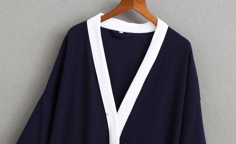 Cotton Waffle Men Kimono Bathrobe Gown Sleepwear Couple Black Robe Nightwear Loose Casual Sauna Yukata Spring Summer Home Wear