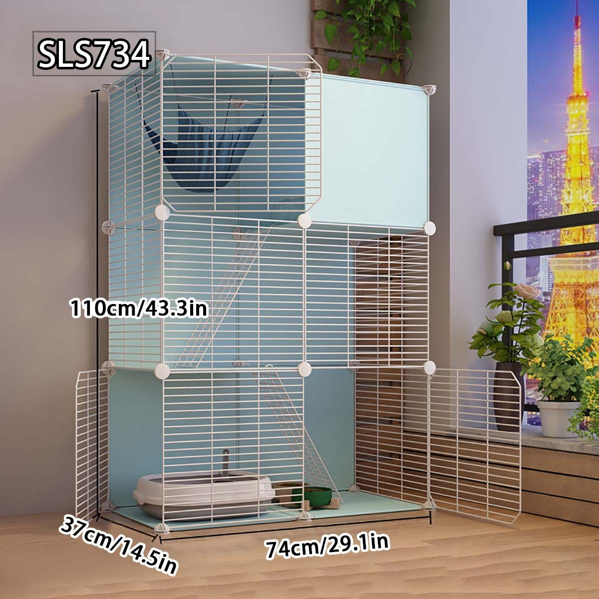 Gaiola para Gatos para Uso Doméstico, Casa para Gatos Interna com Espaço Livre, Abrigo para Gatos, Ninho para Gatos, Gaiola para Pets, Vila para Gatos Pequenos de Três Andares
