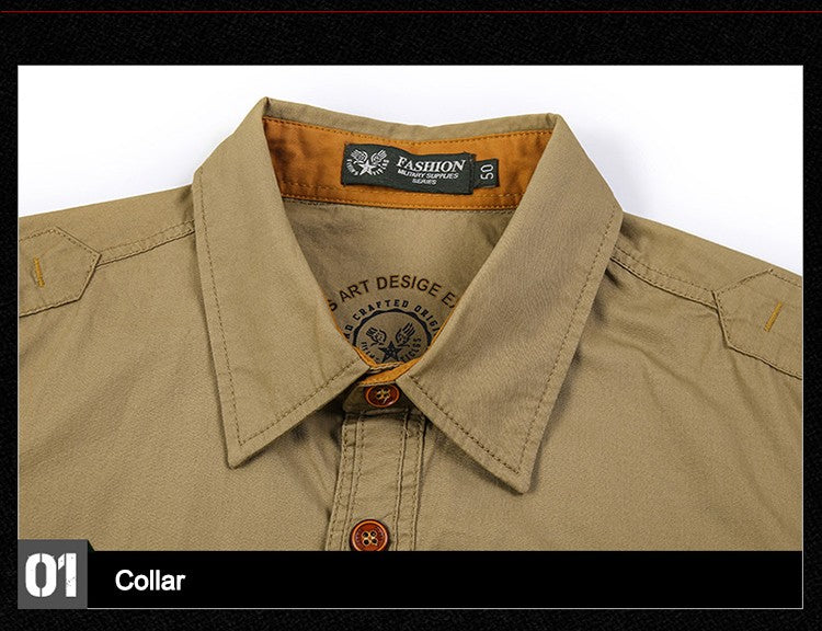 New Men's Casual Shirts Short Sleeve Pure Cotton Shirt Male Solid Oversized Military Cargo Shirts Men Clothing Shirt 5XL A2F168