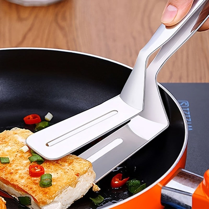 1 Pinça de Cozinha em Aço Inoxidável para Churrasco, Pão, Clipe Durável, Pá para Fritura, Pá para Peixe Frito, Utensílios Domésticos de Cozinha