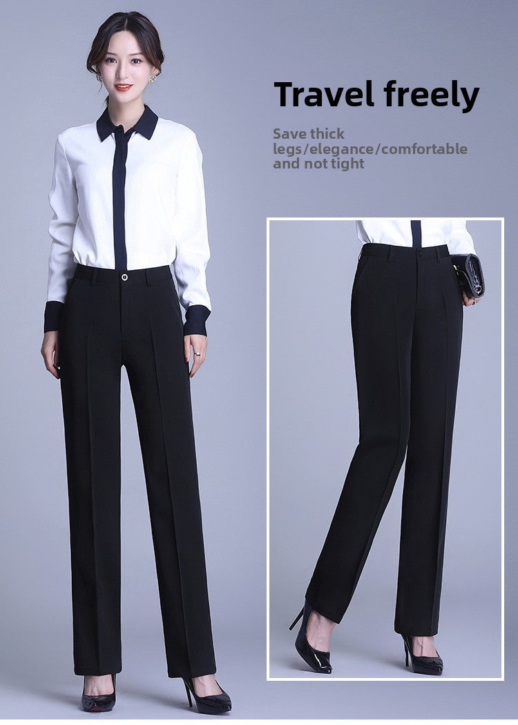 Bla Straight Leg Work Pants Women's Autumn Winter Spring Profional Suit Pants Slimming Formal Long Trousers for Office