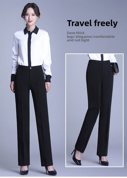 Bla Straight Leg Work Pants Women's Autumn Winter Spring Profional Suit Pants Slimming Formal Long Trousers for Office