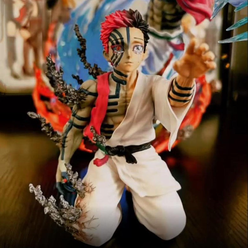 17cm Demon Slayer Figure Akaza Anime Action Figure PVC Estatueta Colecionável Modelo Brinquedos Infantis Presentes de Halloween Boneca Enfeites