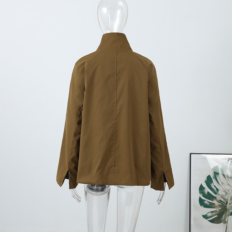 ? Fashion Double Sided Solid Jacket Women Lapel Collar Single Breasted Long Sleeve Coats 2025 Autumn New Lady Utility Outerwear