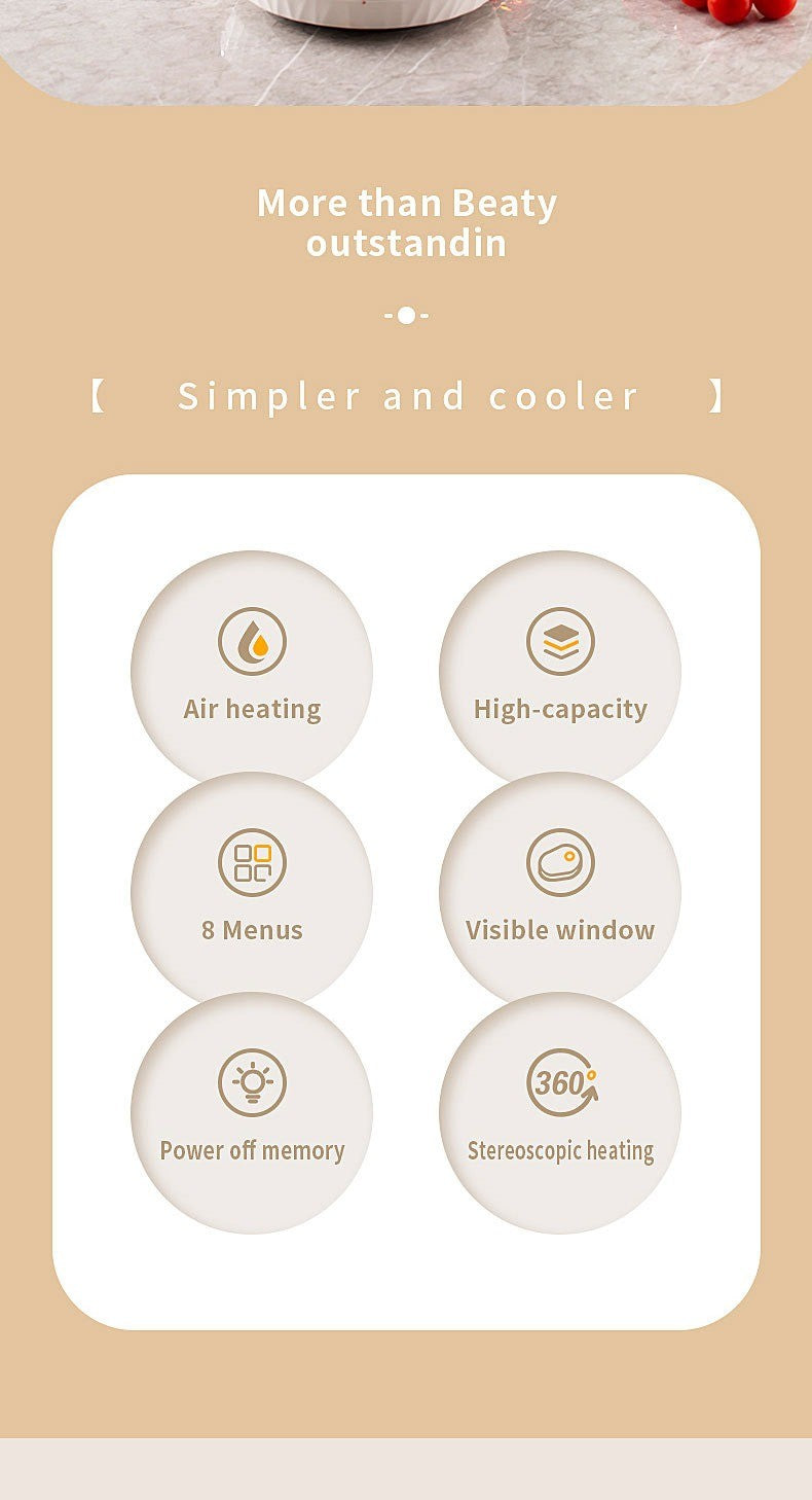 Fritadeira Elétrica 8L Inteligente para Uso Doméstico Cozinha Pizza Cooker Sem Óleo Forno Torradeira Fabricante Atacado 110/220V