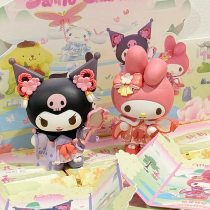 Sanrio Nova Série Flor de Rima Blind Box Kawaii Kuromi Pochacco Cinnamoroll Melody Caixa Surpresa Boneca Sacola Surpresa Decoração Brinquedo Presente