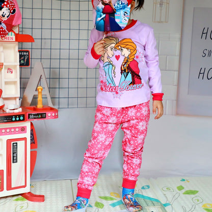 New Spring Autumn Children's Clothing Sets girl Sleepwear Clothes Kids Pajamas Set Baby Girls Cotton Anna Elsa Cartoon Pyjamas
