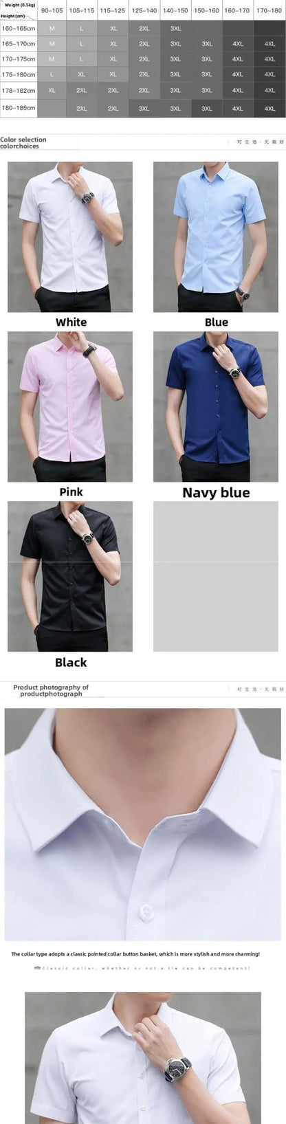 Summer Short Sleeve Men's Dress Shirt Anti-Wrinkle Easy Care Workwear Formal Business Suit Shirt for Sales Professional