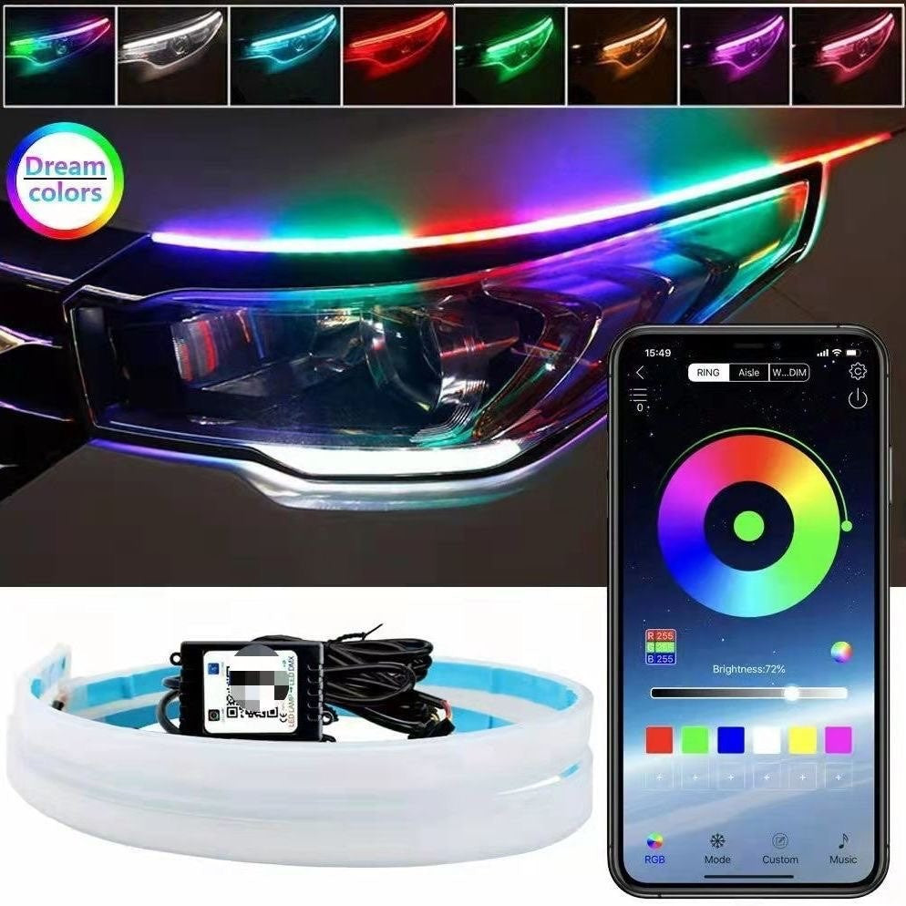Kit Luz de Atmosfera para Moto com 2 Peças LED RGB, Controle via APP, Fita Neon Flexível e Impermeável para Carro, Moto, Lâmpada Decorativa 12V