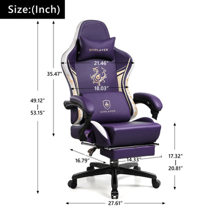 Cadeira Gamer GTPLAYER com Alto-falantes Bluetooth, Apoio para os Pés e Design Ergonômico, Cadeira de Escritório e para Videogame Série Dragão