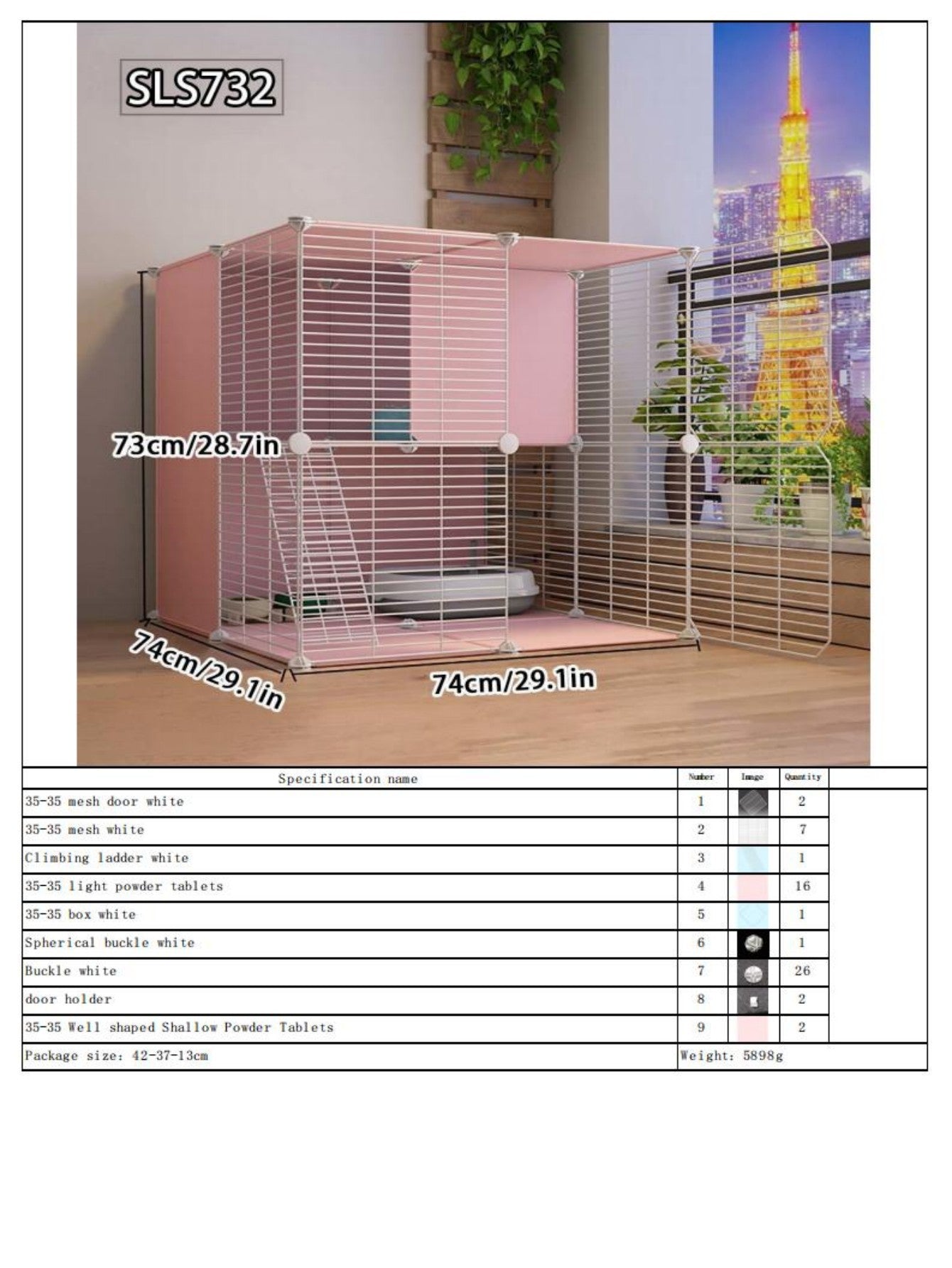 Gaiola para Gatos para Uso Doméstico, Casa para Gatos Interna com Espaço Livre, Abrigo para Gatos, Ninho para Gatos, Gaiola para Pets, Vila para Gatos Pequenos de Três Andares