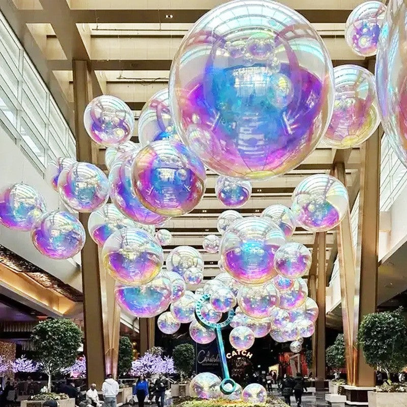 12Pcs Iridescent 4D Round Foil Balloons 22/12/10IN Holographic 4D Foil Balloons Helium Air Globos Mermaid Birthday Wedding Decor