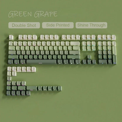 Novas Teclas 133 Gradiente Verde Shine Through Keycaps Impressão Lateral PBT Keycap Perfil Cherry Double Shot para Teclados Mecânicos