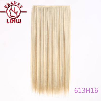 Extensões de cabelo sintéticas com clipe, longas e lisas, com 5 clipes em uma única peça, extensões de cabelo multicoloridas LIHUI