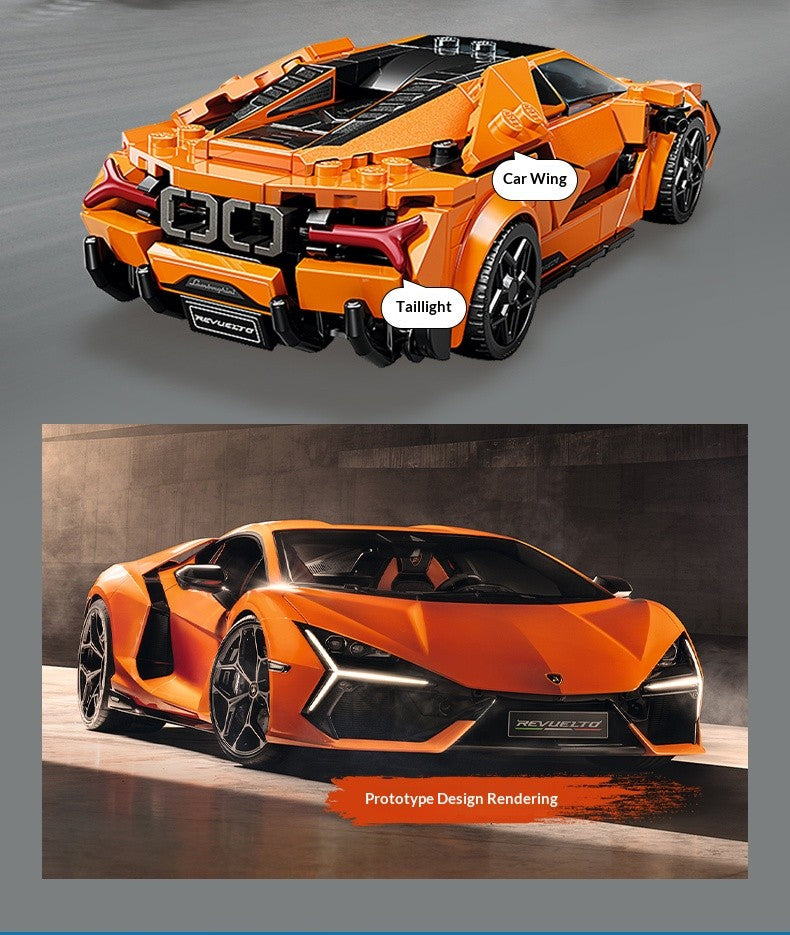 Blocos de Lego, modelos de carros esportivos Lamborghini Revuelto e Huracán, brinquedos de montar carros, presentes para crianças e adultos