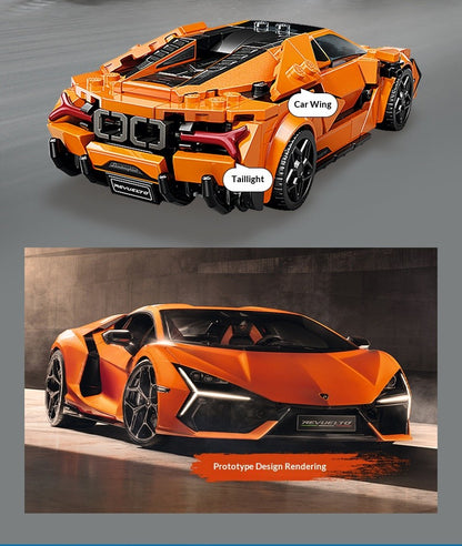 Blocos de Lego, modelos de carros esportivos Lamborghini Revuelto e Huracán, brinquedos de montar carros, presentes para crianças e adultos