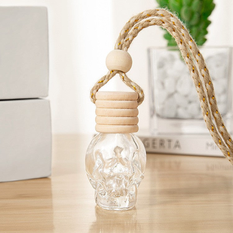 Car Skull Perfume Bottle Ornament Aromatherapy Essential Oil Bottle Hanging Auto Air Freshener Decoration Interior for Home