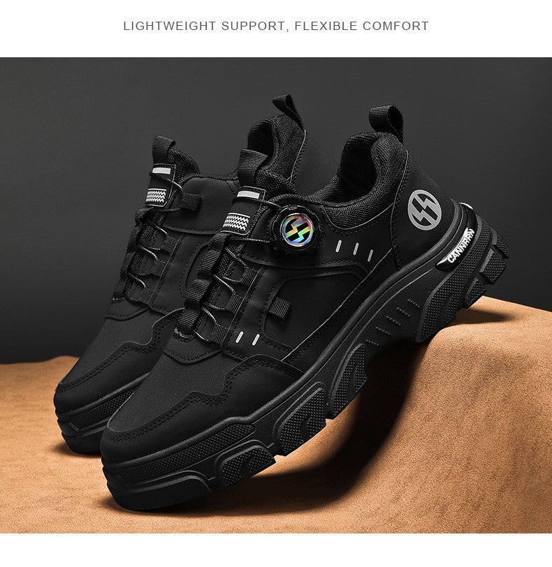 Men's boots autumn and winter new rotating shoelaces fashion casual boots youth outdoor boots anti slip soft sole workwear boots