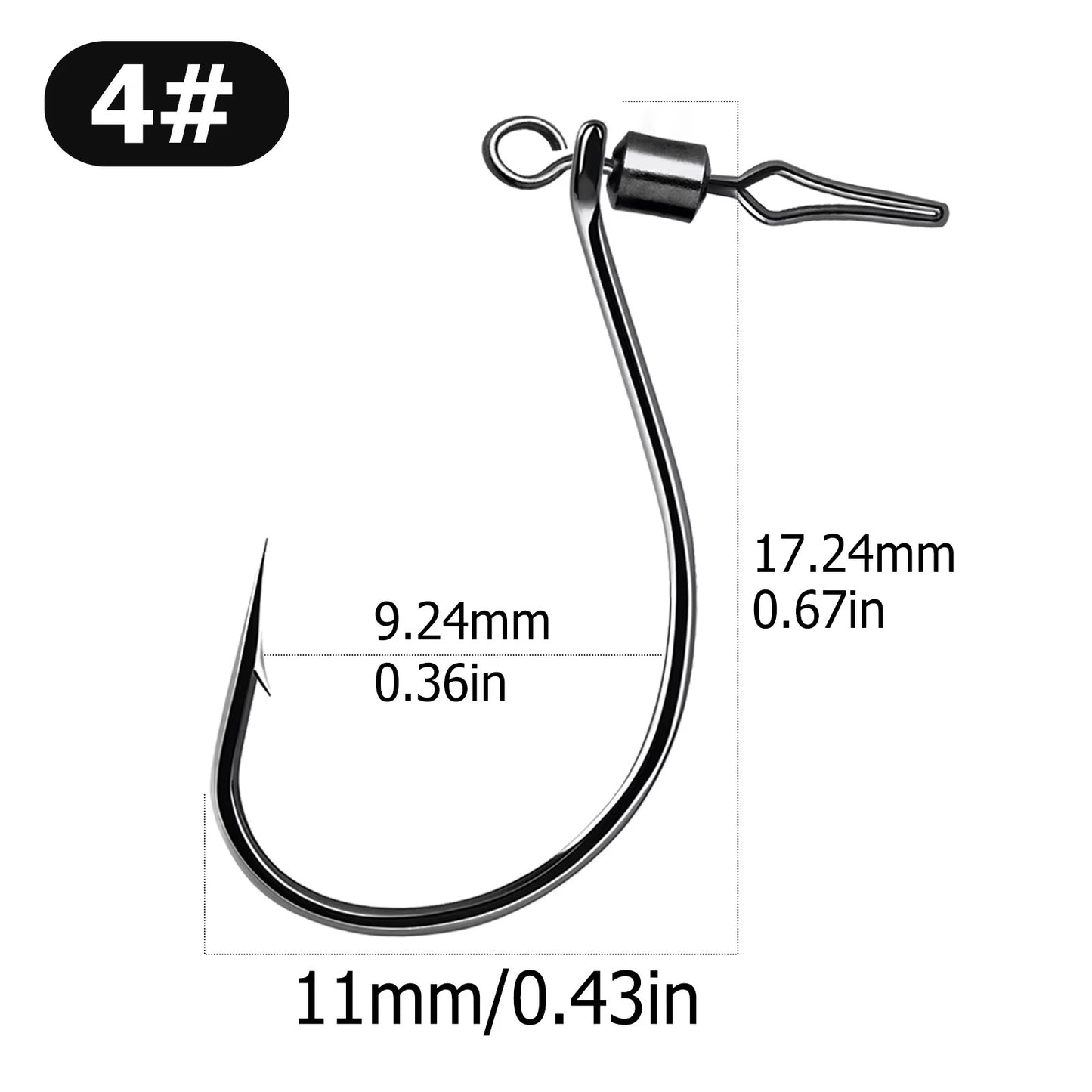 Anzol FishTrip Drop Shot com Girador Barrel e Snap 30 peças, Anzol Giratório In-line DropShot, Isca Macia, Anzol de Minhoca para Carpa e Robalo