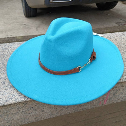 Chapéu Fedora de feltro liso com coroa em formato de gota para homens e mulheres novo cinto de couro Chapéu Panamá ????? ???????